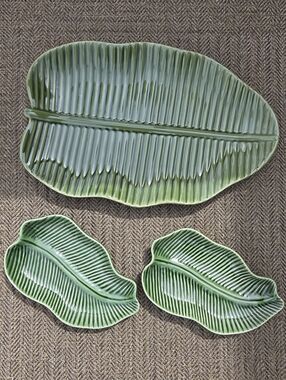 Home Accents Leaf Plate Set of 3| Boho Botanical Nature